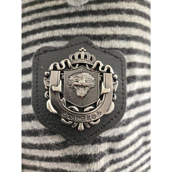 Ed Hardy Unisex Size Large Grey/Black Stripe Wool Blend Full Zip Hooded Sweater - Picture 8 of 8